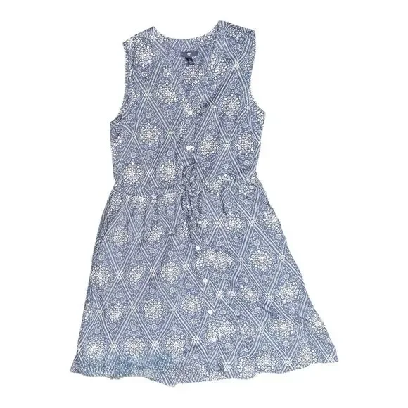 Gap Blue and White Medallion Geometric Print Sleeveless Mini Dress - Picture 1 of 4